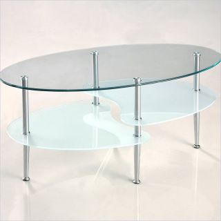 Walker Edison 38" Dual Oval Glass Top Coffee Table   C38B4