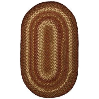 Latte Brown Cotton Braided Oval Rug (1'8 x 2'6) Accent Rugs