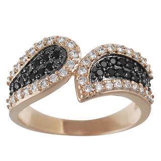 Tressa Rose Goldplated Silver Black and White Cubic Zirconia Swoop Ring Tressa Cubic Zirconia Rings