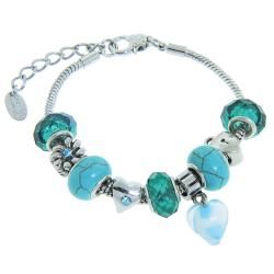 Eternally Haute Silver plated Metal/Turquoise Gemstone Charm Bracelet Eternally Haute Gemstone Bracelets