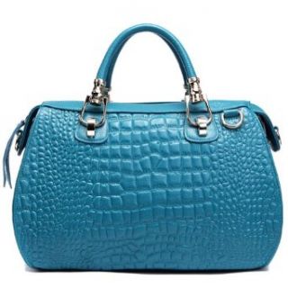Dissia Pop Stone Grain Real Cowhide Shoulder Bag, Handbag,Blue Clothing
