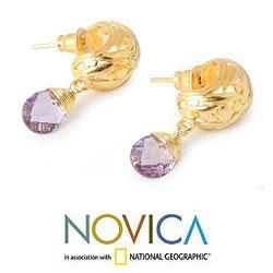 Gold Plated 'Chiang Rai Bouquet' Amethyst Earrings (Thailand) Novica Earrings