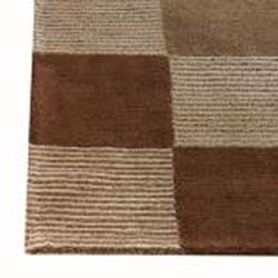 Hand knotted Indotibetan Brown Checkered Wool Rug (8'3 x 11'6) 7x9   10x14 Rugs