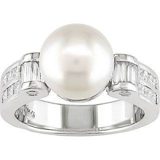 18k Gold 4/5ct TDW Diamond/ Pearl Ring (9.5 10mm) (G H,SI) (Size 6.5) Pearl Rings