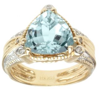 Michael Valitutti 14K Yellow Gold Triangle cut Aquamarine and Diamond Ring Michael Valitutti Gemstone Rings