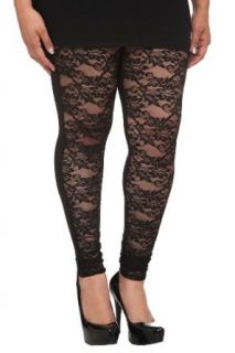 Black Front Lace Panel Leggings Leggings Pants