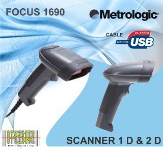 Metrologic Focus MS 1690 Omnidirectional, 1D/2D, Pre owned, good condition, tested. Reads poorly printed or damaged barcodes. Black and USB.  Bar Code Scanners  Electronics