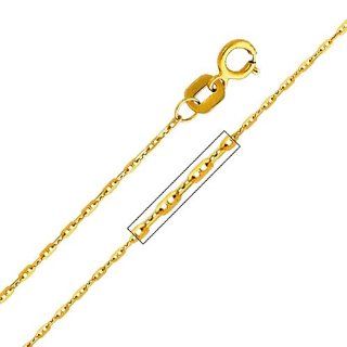 14k Yellow Gold 1.0mm Anchor Link 1+1 Mariner Chain with Spring Ring Clasp (16" 18" 20" 22")   22" Inches Chain Necklaces Jewelry