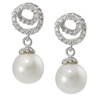 Tressa Sterling Silver Faux Pearl Cubic Zirconia Earrings Tressa Cubic Zirconia Earrings