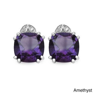 Malaika Sterling Silver Gemstone and 1/10ct TDW Diamond Earrings (I2 I3) Malaika Gemstone Earrings