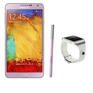 Samsung Galaxy Note 3 Unlocked GSM Pink Phone/ Beige Gear Watch Set Samsung Unlocked GSM Cell Phones