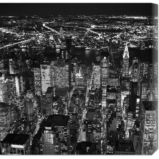 Cameron Davidson 'Night aerial view of midtown Manhattan' Stretched Canvas Art Canvas