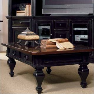 Hooker Furniture New Castle II Wood Top Cocktail Table in Rubbed Black  and Cherry   243 80 110