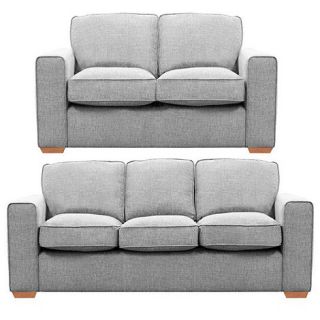 Set of large and small silver coloured Winwood sofas with light wood feet