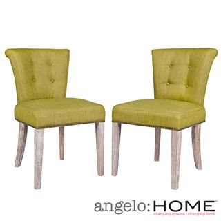 angeloHOME Lexi Green Bamboo Twill Dining Chairs (Set of 2) ANGELOHOME Dining Chairs