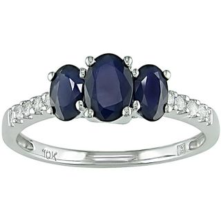 10k Gold Blue Sapphire and 1/10ct TDW Diamond Ring Gemstone Rings