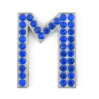 Car Blue Letter M Shape Rhinestones Metal Decorative Emblem Sticker Automotive