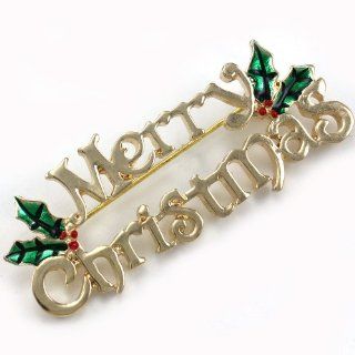 Merry Christmas Pin Present Gift Stuffers Mistletoe Flower Brooch Winter Costume Jewelry Jewelry