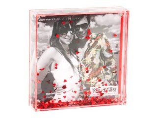 Present Time Wanted Red Heart Shaped Glitter Square Snow Globe Photo Frame   Decorative Frame Holders