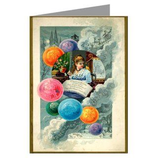 Vintage Original Prangs Holidays Christmas Cards of Girl Needlepointjng Present, Victorian Greeting Cards Boxed Set  Blank Note Card Sets 