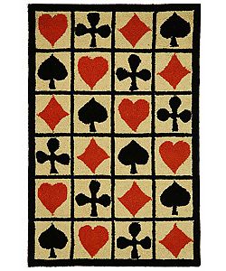 Hand hooked Poker Ivory Wool Rug (3'9 x 5'9) Safavieh 3x5   4x6 Rugs