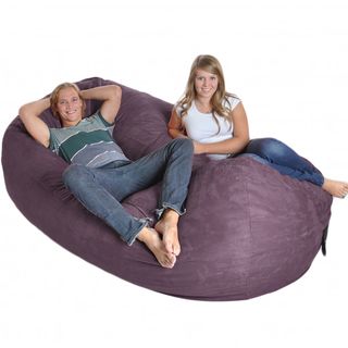 Purple 8 foot Oval Microfiber/ Memory Foam Bean Bag Bean & Lounge Bags