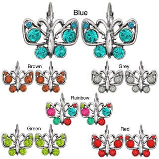 Kate Marie Silvertone Cubic Zirconia Butterfly Design Earrings Kate Marie Fashion Earrings
