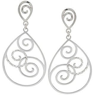 La Preciosa Sterling Silver Swirl Design Open Teardrop Earrings La Preciosa Sterling Silver Earrings