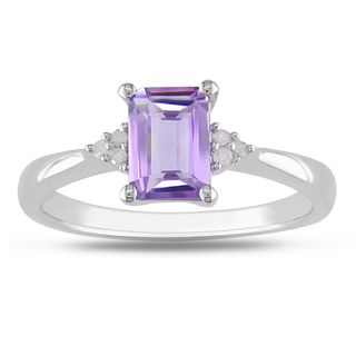 Miadora Sterling Silver Amethyst and Diamond Fashion Ring Miadora Gemstone Rings