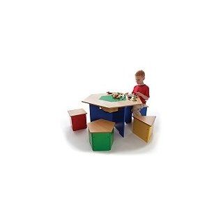 Kids Wooden "Shapes" Table and Stools lego activity table   Childrens Table And Chair Sets