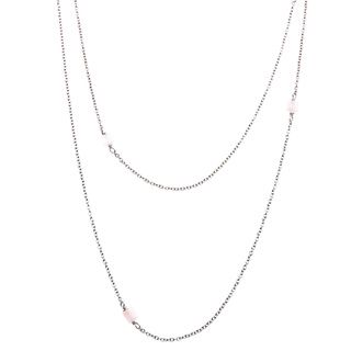 Lily Stainless Steel Rose Quartz Beaded Necklace Gemstone Necklaces
