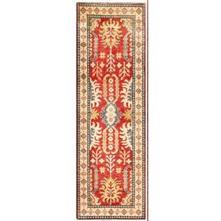 Afghan Hand knotted Kazak Red/ Ivory Wool Rug (2'1 x 6'5) Runner Rugs