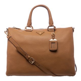 Prada 'Daino' Caramel Vitello Leather East/West Satchel Prada Designer Handbags