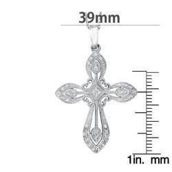 Sterling Silver 1/8ct TDW Diamond Cross Necklace (H I, I3) Diamond Necklaces