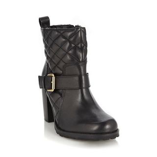 Faith Black leather quilted high ankle boots