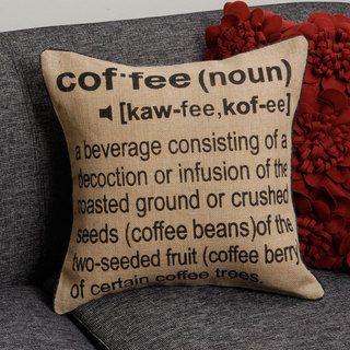 Coffee Conversation on Natural Jute Pillow Cover (India) Throw Pillows & Covers
