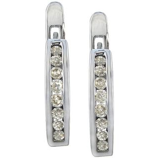 10k White Gold 1/4ct Diamond Hoop Style Earrings ( K L, I3) Diamond Earrings