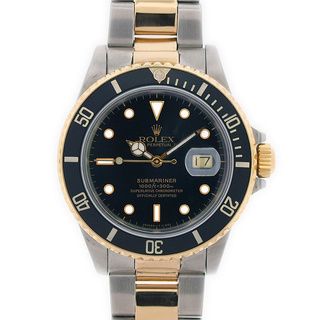 Pre owned Rolex Submariner Men's Black Two tone Date Watch Rolex Men's Pre Owned Rolex Watches