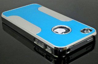 For Apple Iphone 4 4s Chrome Blue On Silver Plastic Hard Case Accessories Cell Phones & Accessories