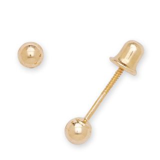 14k Yellow Gold 3 mm Ball Screw back Stud Earrings Gold Earrings