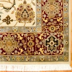 Hand knotted Indo Mahal Ivory/ Red Wool Rug (9' x 12') 7x9   10x14 Rugs