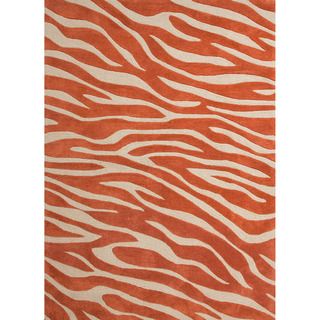 Hand tufted Contemporary Animal Print Red/ Orange Rug (5' x 7'6) JRCPL 5x8   6x9 Rugs