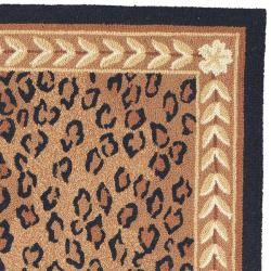 Hand hooked Chelsea Leopard Brown Wool Rug (5'3 x 8'3) Safavieh 5x8   6x9 Rugs