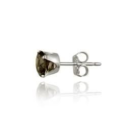 Glitzy Rocks Sterling Silver 2 1/10ct TGW 6 mm Smokey Quartz Stud Earrings Glitzy Rocks Gemstone Earrings