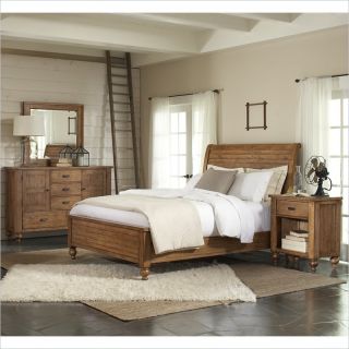 Riverside Furniture Summerhill Sleigh Bed 4 Piece Bedroom Set in Canby Rustic Pine   916XX SummerhillSleighBed 4Pc Set