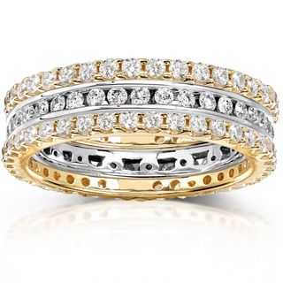Annello 14k Two tone Gold 1 1/2ct TDW Channel/ Prong set Diamond 3 piece Stackable Eternity Ring Set (H I, I1 I2) Annello Bridal Sets