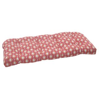 Pillow Perfect Zinger Polyester Pink/ Orange Wicker Outdoor Loveseat Cushion Pillow Perfect Outdoor Cushions & Pillows