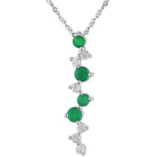 10k Gold Emerald 1/10ct TDW Diamond Necklace Gemstone Necklaces