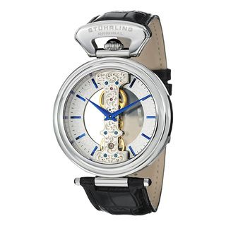 Stuhrling Original Men's Emperor Spire Mechanical Skeleton Leather Strap Watch with Silvertone Dial Stuhrling Original Men's Stuhrling Original Watches