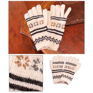 Alpaca Blend 'Ivory Clouds' Gloves (Peru) Novica Gloves